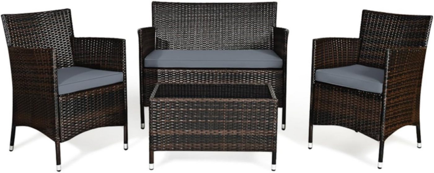 KOMFOTTEU Sitzgruppe Möbel-Set, (4-tlg), Rattan-Sofas von KOMFOTTEU