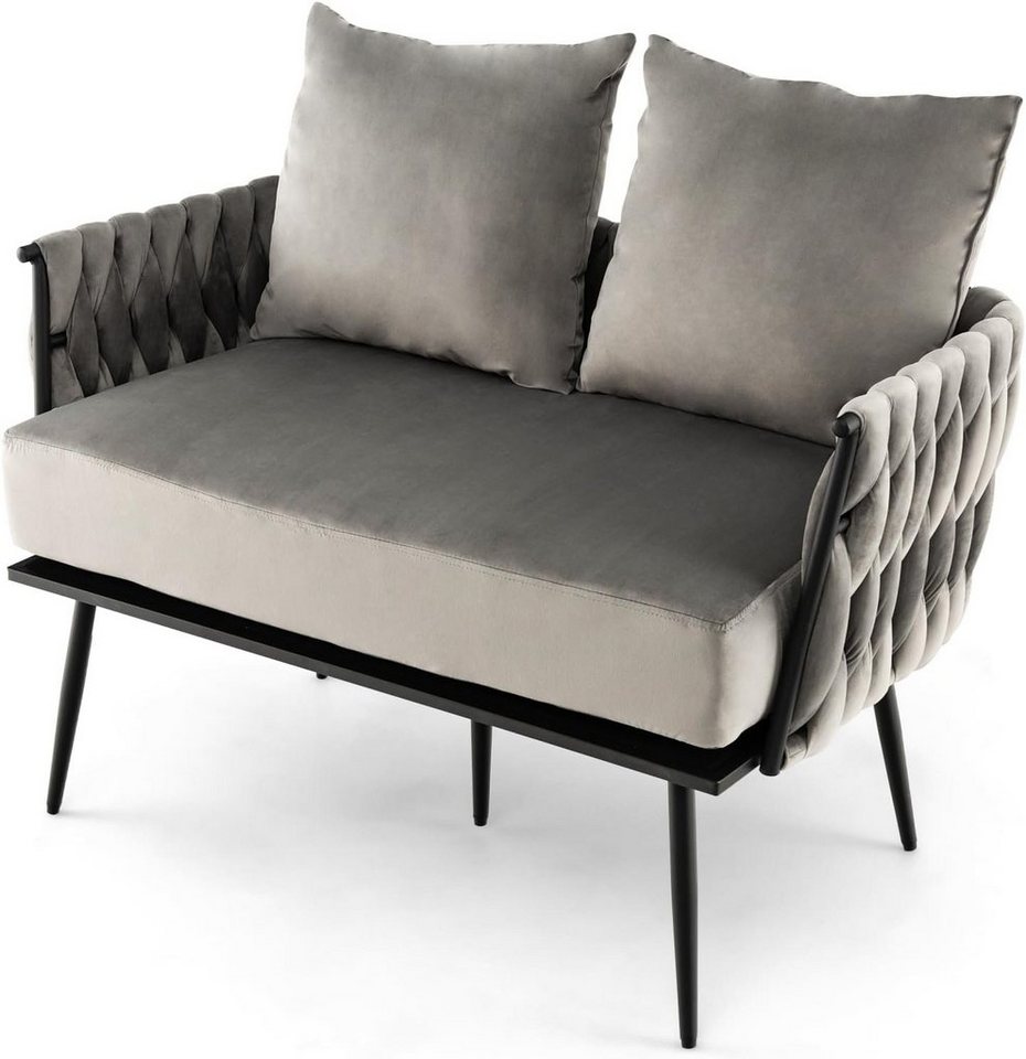 KOMFOTTEU Sofa 2 Sitzer, mit 2 Rückenkissen, 109 x 61 x 65 cm, bis zu 160 kg von KOMFOTTEU