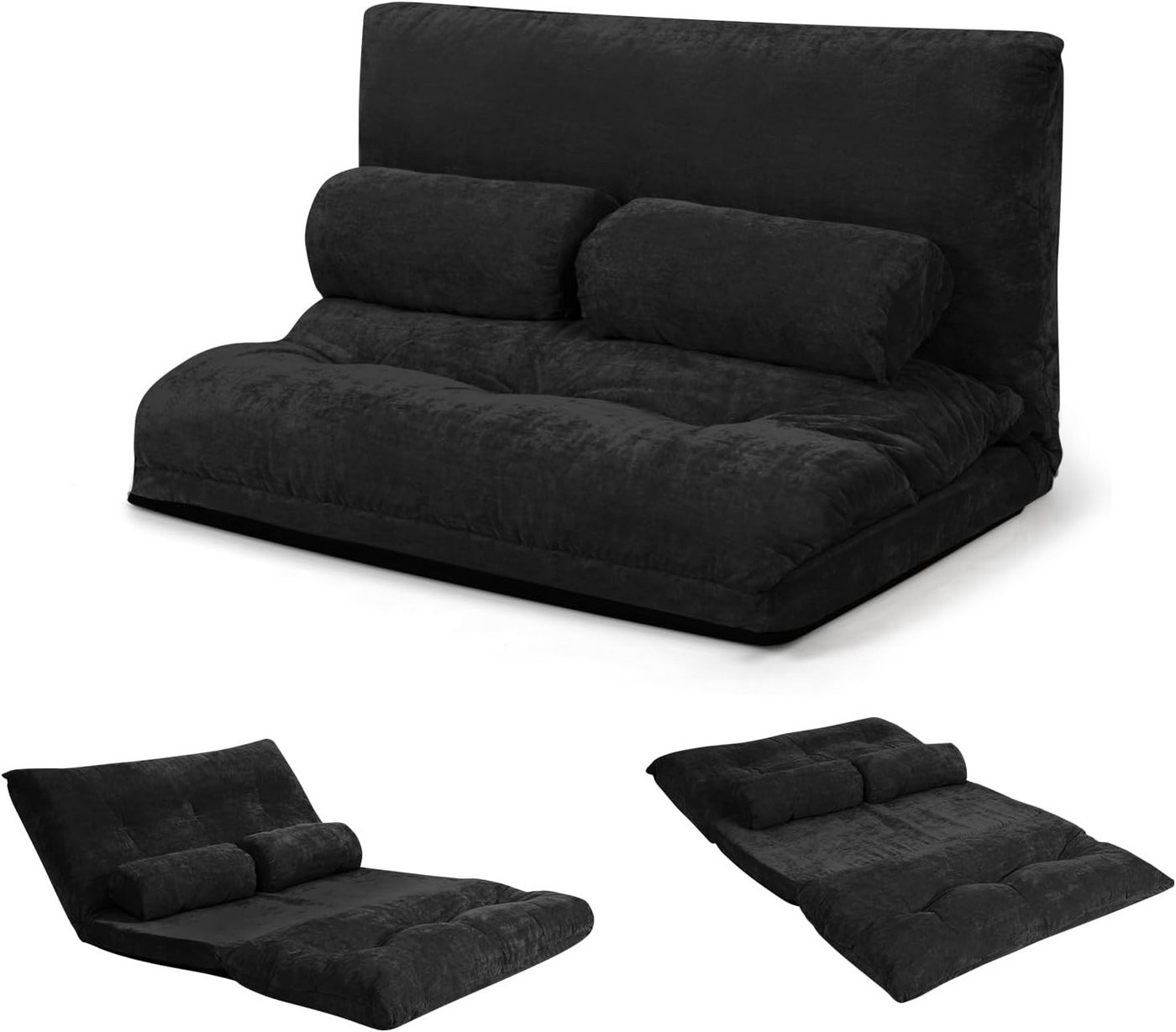 KOMFOTTEU Sofa Bodensofa, mit 2 Kissen, 3 in 1 Sofabett, 178 x 108 x 10cm von KOMFOTTEU