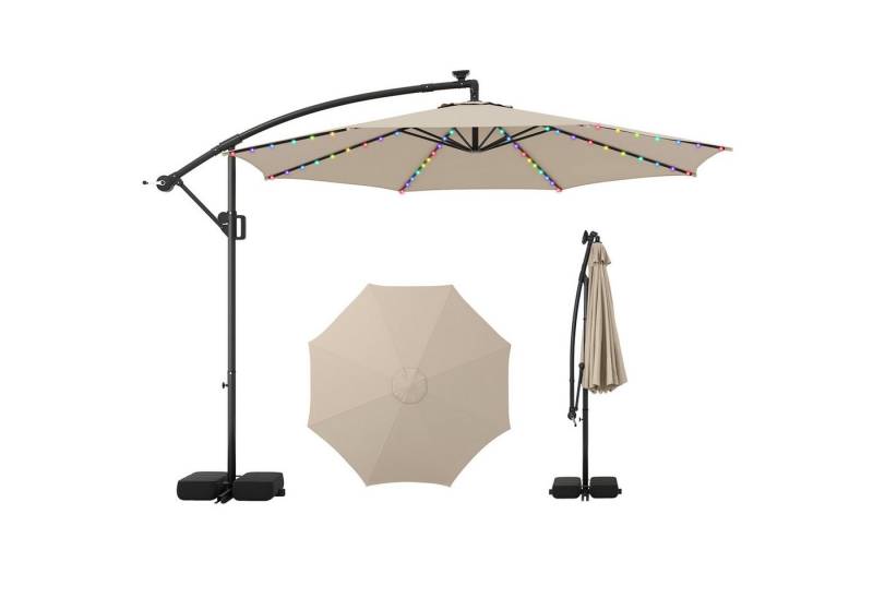 KOMFOTTEU Sonnenschirm, 360° drehbarer versetzter Ampelschirm mit LED Leuchten von KOMFOTTEU