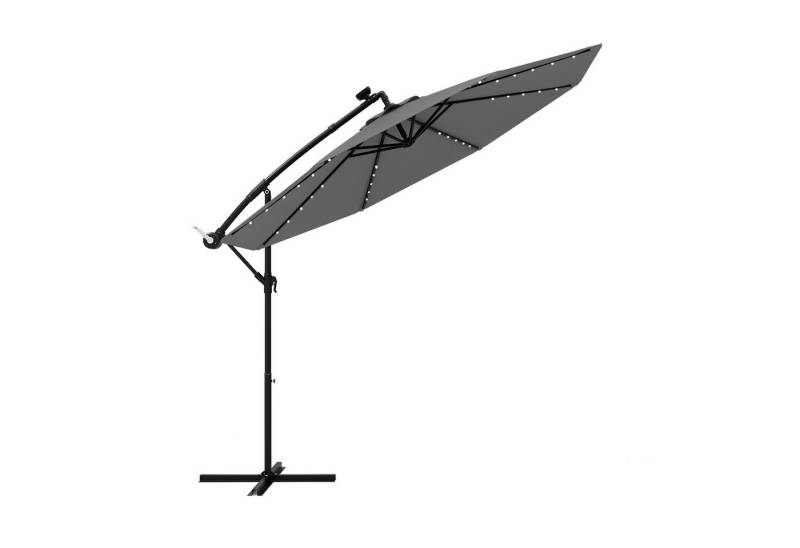 KOMFOTTEU Sonnenschirm, Ampelschirm mit Solarleuchten, 8 Streben & Kreuzfuß von KOMFOTTEU