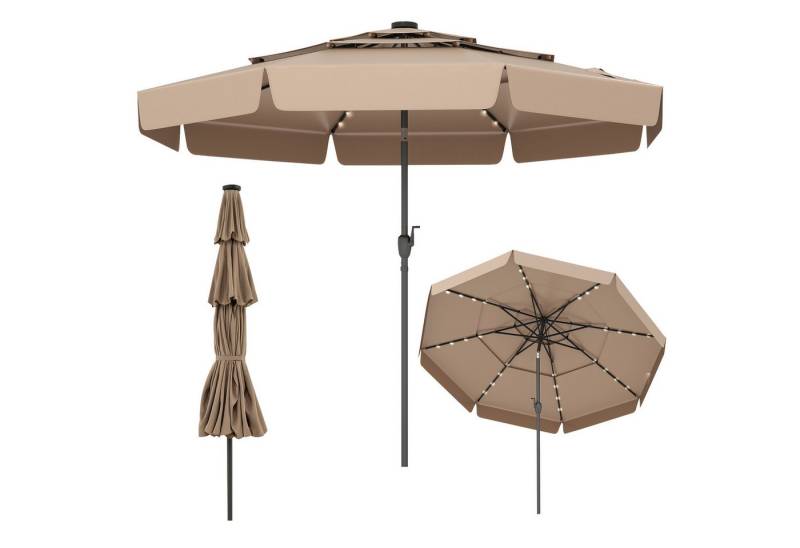 KOMFOTTEU Sonnenschirm, Gartenschirm mit 3-stöckigem Dach, 32 LED Beleuchtungen KOMFOTTEU Sonnenschirm, Gartenschirm mit 3-stöckigem Dach, 32 LED Beleuchtungen von KOMFOTTEU