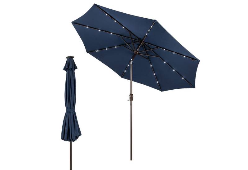 KOMFOTTEU Sonnenschirm Balkonschirm, mit Solar LED-Beleuchtung, um 30° knickbar von KOMFOTTEU