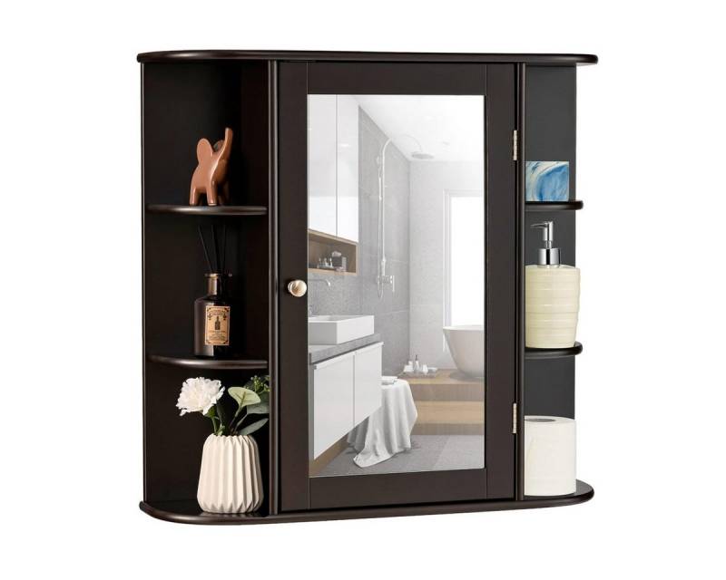 KOMFOTTEU Spiegelschrank Badschrank Hängeschrank Wandschrank mit Ablagen, 66 x 17 x 63 cm von KOMFOTTEU