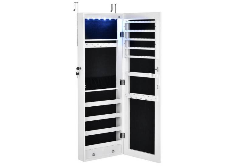 KOMFOTTEU Spiegelschrank Hängeschrank LED Schmuckschrank, mit Schlüssel von KOMFOTTEU