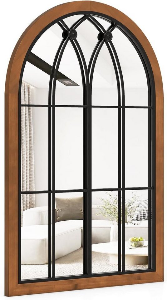 KOMFOTTEU Wandspiegel mit Fensteroptik, Gewölbter Hängespiegel, 90x60 cm von KOMFOTTEU