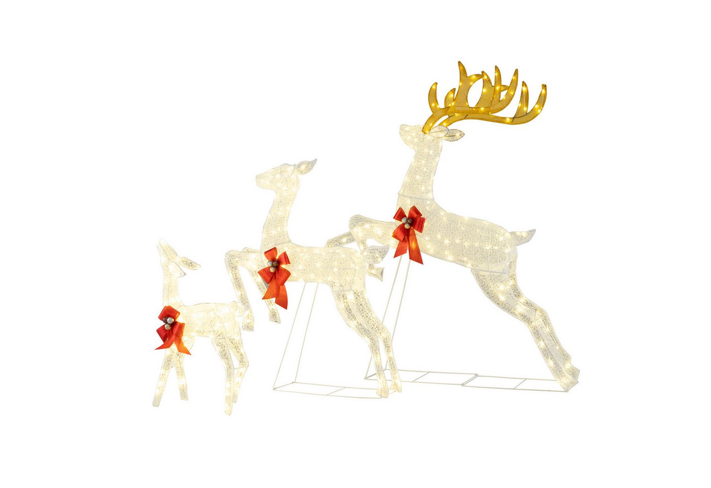 KOMFOTTEU Weihnachtsfigur, LED Rentier Familie mit Schleife & Bällen KOMFOTTEU Weihnachtsfigur, LED Rentier Familie mit Schleife & Bällen von KOMFOTTEU