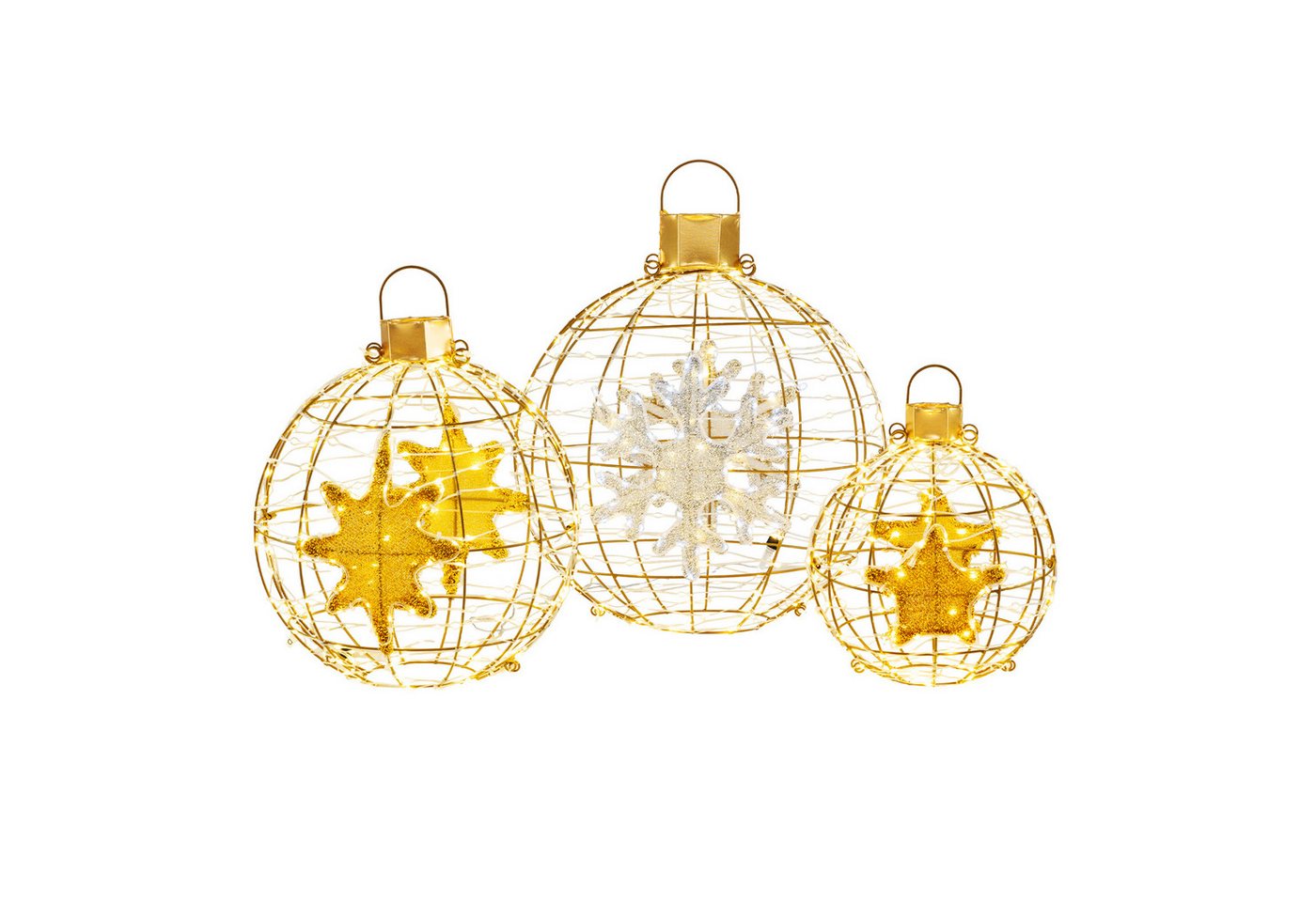 KOMFOTTEU Weihnachtsfigur (3 St), LED Dekokugel Leuchtkugeln Lichterkette von KOMFOTTEU