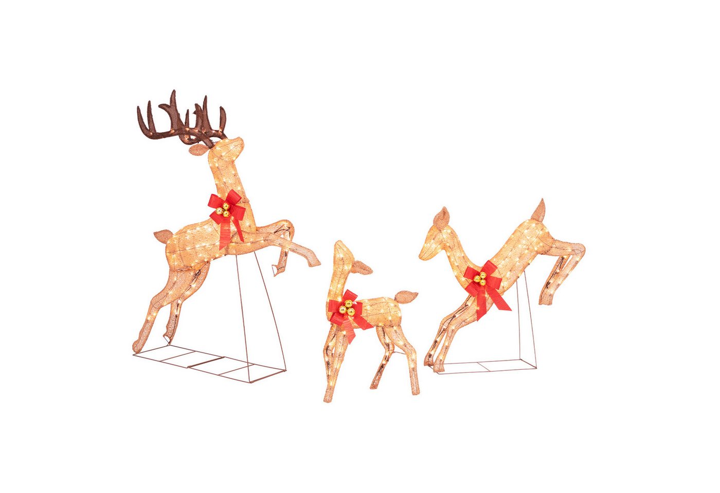 KOMFOTTEU Weihnachtsfigur (3er Set), LED Rentier, Weihnachtsbeleuchtung von KOMFOTTEU