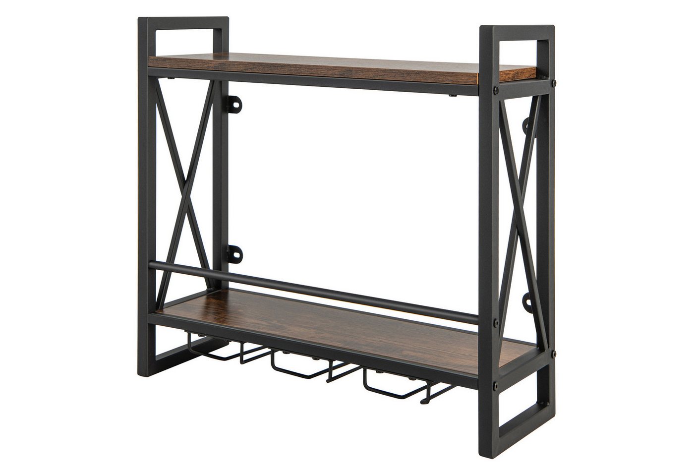 KOMFOTTEU Weinregal Wandregal, mit Glashalter, 60 × 20 × 55cm von KOMFOTTEU