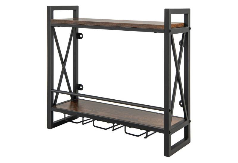 KOMFOTTEU Weinregal Wandregal, mit Glashalter, 60 × 20 × 55cm von KOMFOTTEU