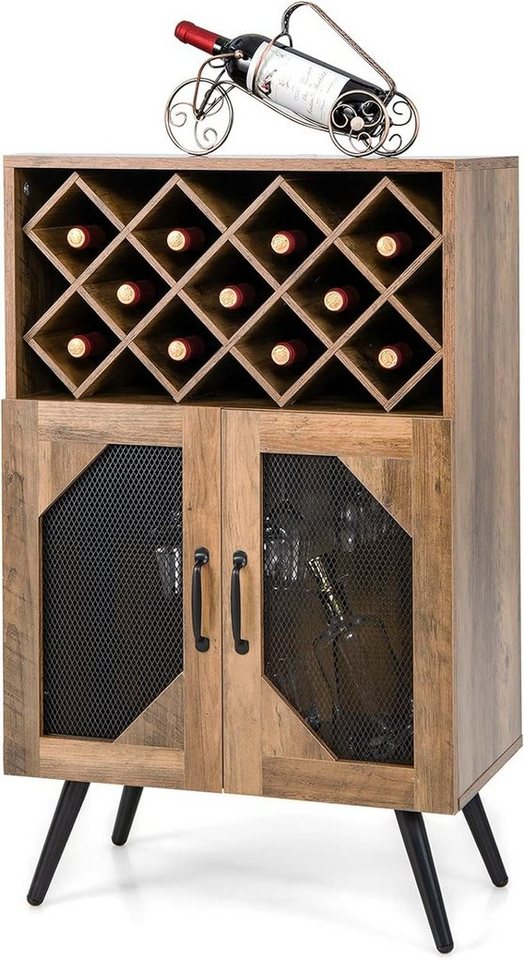 KOMFOTTEU Weinregal Weinbarschrank, mit Glashalter, aus Holz von KOMFOTTEU