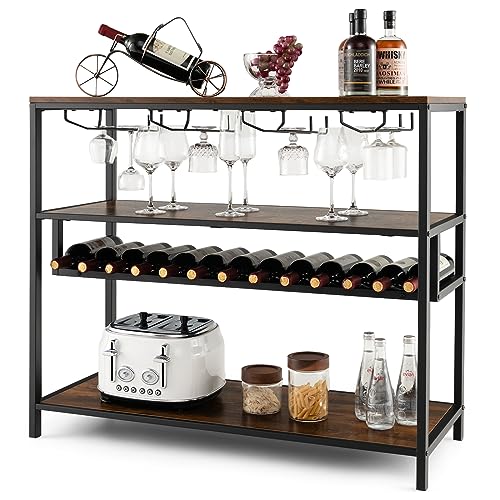 KOMFOTTEU Weinregal mit 4 Ebenen, Flaschenregal für 13 Flaschen und 4 Reihen Becherhalter, stehender Weinständer aus Holz, Weindisplay für Küche, Bar, Buffet, 102 x 40 x 87 cm KOMFOTTEU Weinregal mit 4 Ebenen, Flaschenregal für 13 Flaschen und 4 Reihen Becherhalter, stehender Weinständer aus Holz, Weindisplay für Küche, Bar, Buffet, 102 x 40 x 87 cm von KOMFOTTEU