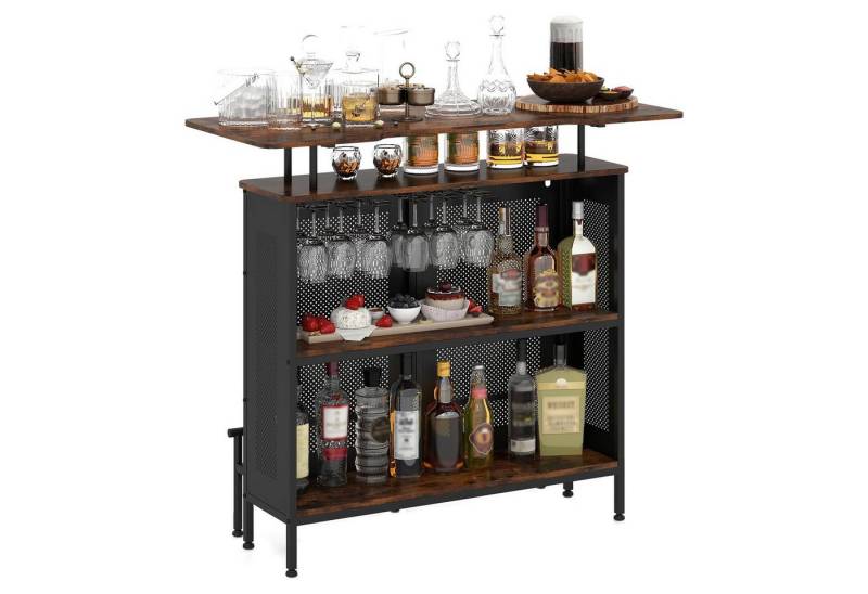 KOMFOTTEU Weinschrank Küchentisch mit Glashalter & Ablagefläche von KOMFOTTEU
