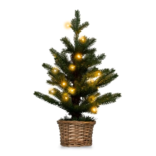 KOMFOTTEU künstlicher Weihnachtsbaum mini, Tisch Christbaum mit Tannenzapfen & Zweigspitzen, Kleiner Tannenbaum mit LED-Lichtern für Tisch, Grün (Grün mit 20 LEDs, 53 cm) von KOMFOTTEU