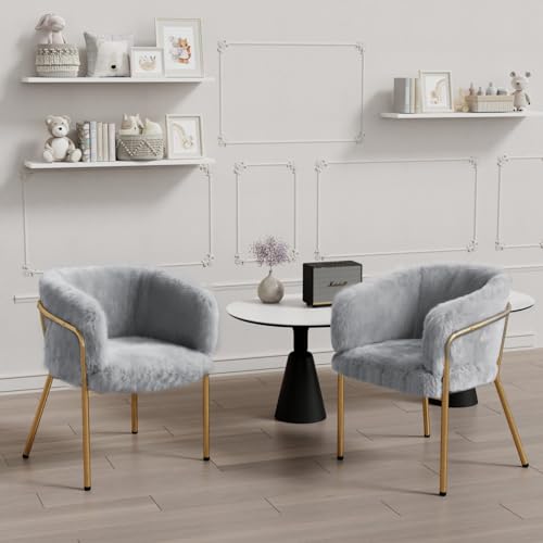 KOMHTOM 2er-Set Grau Essstuhl Sessel, Moderner und stylischer Loungesessel Lesesessel für Schlafzimmer Kommode Wohnzimmer Arbeitszimmer (2, Grau) von KOMHTOM