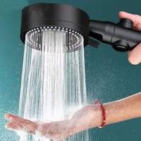 Hochdruck-Wasserspar-Duschkopf, 6 Modi verstellbarer Badezimmer-Duschkopf, Anti-Kalk-Duschkopf mit Stopp, einfach zu installieren (schwarz) von KOMIRO