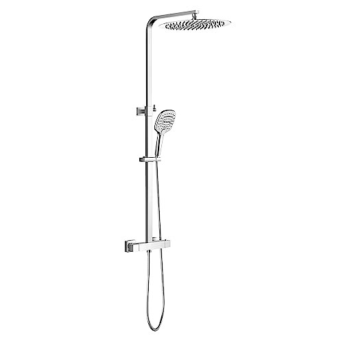 KOMIRO Duschsystem mit thermostat, Duscharmatur mit thermostat, Regendusche Kopfdusche 30x30 CM, Handbrause mit 3 Strahlarten von KOMIRO