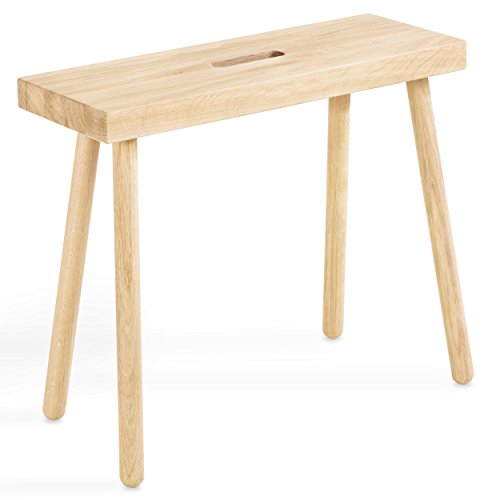 KOMMOD - LÄSSIGE FURNITURE Holzhocker HOQDI, Eiche Natur, 46 x 55 x 20 cm, Sitzhocker, Holzschemel, Hocker aus Massivholz, Dekohocker von KOMMOD - LÄSSIGE FURNITURE