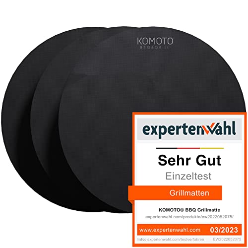 KOMOTO® BBQ Grillmatte (3er Set) rund Ø 38 cm I Extra Dick I Für Gasgrill und Holzkohle von KOMOTO
