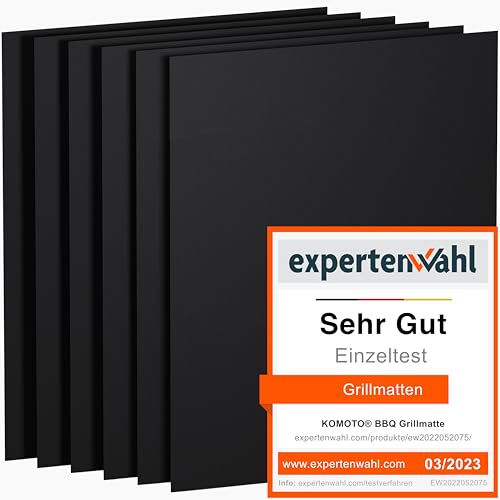 KOMOTO® BBQ Grillmatte (6er Set) 50x40 cm I Extra Dick I Für Gasgrill und Holzkohle von KOMOTO