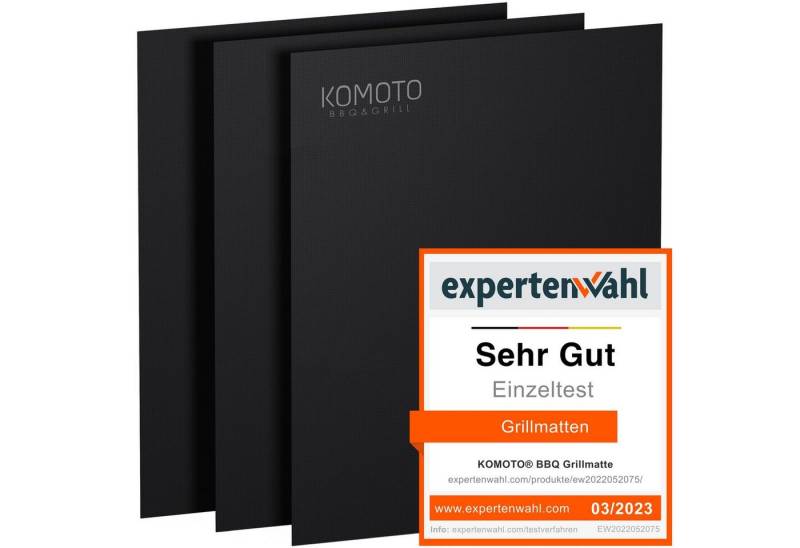 KOMOTO Grillplatte BBQ Grillmatte (3-St), Extra Dick - Ideal für Gasgrill und Holzkohle von KOMOTO