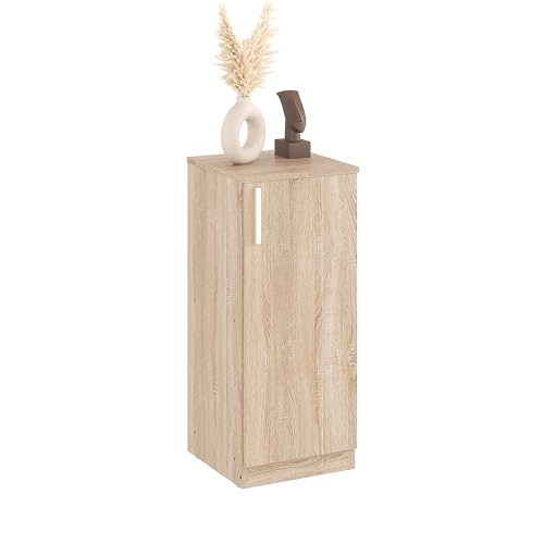 KOMTO Beistellschrank Schmal Sonoma Eiche - Midischrank, Badezimmerschrank Klein, Schmaler Schrank mit Tür | CABI 35 x 84 x 37 cm (BxHxT) von KOMTO