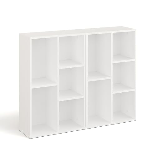 KOMTO Bücherregal Weiß 2er Set - Bücherschrank Regal Schmal mit 5 Fächern für Wohnzimmer, Kinderzimmer, Schlafzimmer | Book Shelf Sola 50B x 24T x 80H cm von KOMTO