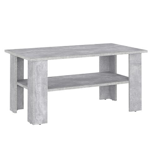 KOMTO Couchtisch Beton Vienna - Wohnzimmertisch Modern Couchtisch Holz 90 x 50 x 43 cm Tisch Wohnzimmer Coffee Table Beistelltisch Sofatisch Kaffeetisch von KOMTO