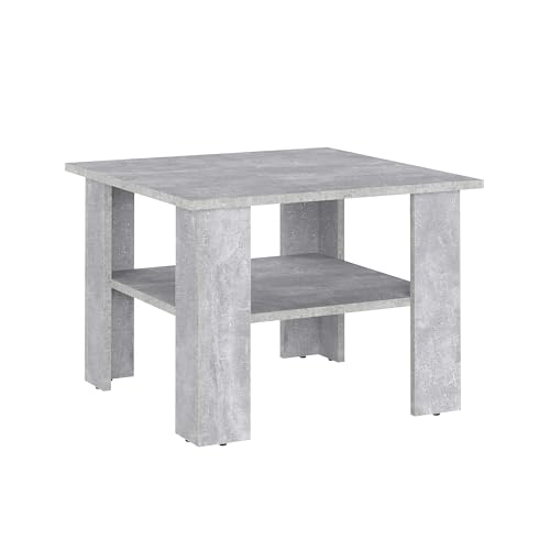 KOMTO Couchtisch Beton Vienna - Wohnzimmertisch Modern Couchtisch Holz Beistelltisch 60x60 Coffee Table Tisch Wohnzimmer Sofatisch Stubentisch von KOMTO