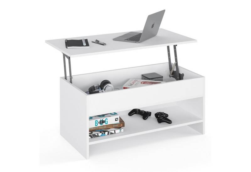 KOMTO Couchtisch Höhenverstellbar Wohnzimmertisch mit Stauraum Aufklappbar Sofatisch (Kaffeetisch Stubentisch, Spanplatte, Coffee Table Tokyo 98,4 x 50,4 x 48 cm) von KOMTO