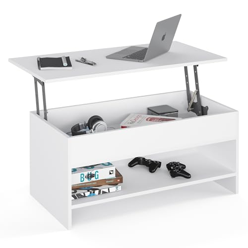 KOMTO Couchtisch Höhenverstellbar - Wohnzimmertisch mit Stauraum Aufklappbar Sofatisch für Wohnzimmer Kaffeetisch Stubentisch Weiß | Coffee Table Tokyo 98,4 x 50,4 x 48 KOMTO Couchtisch Höhenverstellbar - Wohnzimmertisch mit Stauraum Aufklappbar Sofatisch für Wohnzimmer Kaffeetisch Stubentisch Weiß | Coffee Table Tokyo 98,4 x 50,4 x 48 von KOMTO