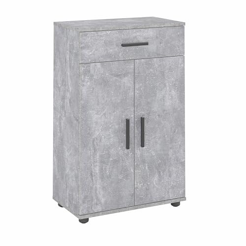 KOMTO Kommode Beton - Komodenschrank für Schlafzimmer, Schrank mit Türen für Flur, Schlafzimmer, Wohnzimmer | Porto 90 х 34 х 60 cm von KOMTO