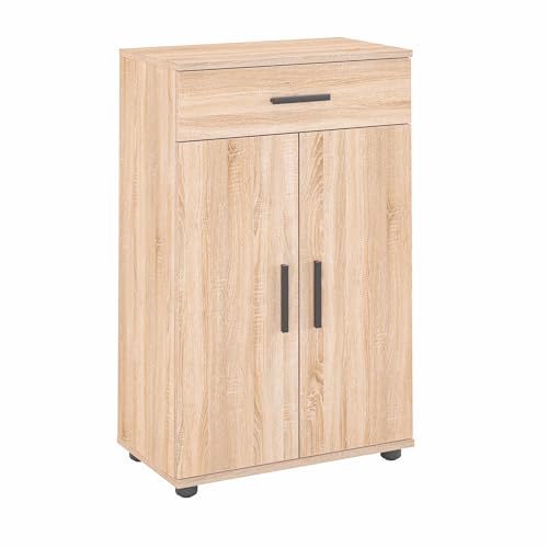 KOMTO Kommode Sonoma Eiche - Komodenschrank für Schlafzimmer, Schrank mit Türen für Flur, Schlafzimmer, Wohnzimmer | Porto 90 х 34 х 60 cm von KOMTO