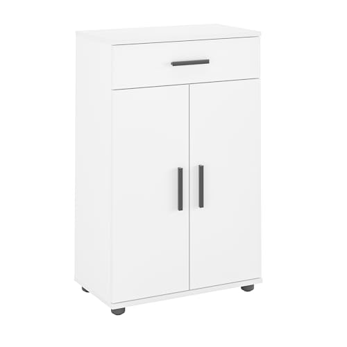 KOMTO Kommode Weiß - Komodenschrank für Schlafzimmer, Schrank mit Türen für Flur, Schlafzimmer, Wohnzimmer | Porto 90 х 34 х 60 cm von KOMTO