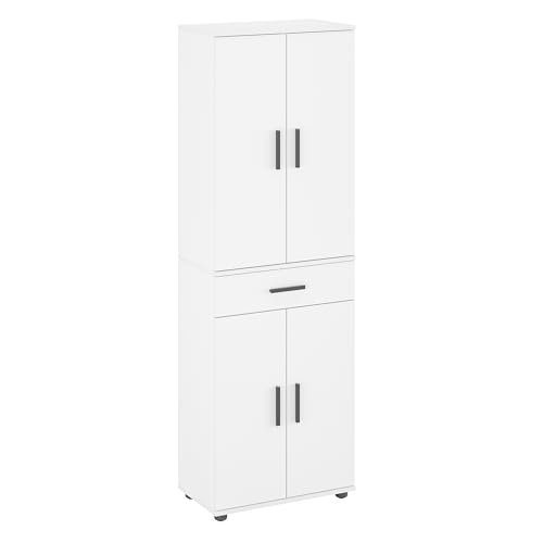 KOMTO Mehrzweckschrank 60 cm Breit - Schrank Weiß, Kleiderschrank mit 1 Schublade, Hochschrank, Büroschrank, Bücherschrank mit 4 Türen | Porto 180 х 34 х 60 cm von KOMTO