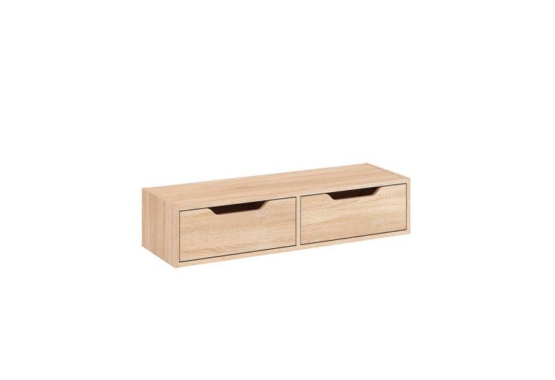 KOMTO Nachttisch KOMTO Wandregal NOKA mit 2 Schubladen – Hängeschrank 100x32,5x22 cm von KOMTO