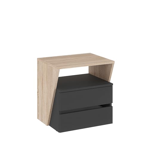 KOMTO Nachttisch mit 2 Schubladen - Nachtschrank, Nachtkästchen mit offenes Fach, Nachtkonsole für Schlafzimmer | Bedside Table Anthrazit/Sonoma Eiche Shift 50 x 50 x 40 cm KOMTO Nachttisch mit 2 Schubladen - Nachtschrank, Nachtkästchen mit offenes Fach, Nachtkonsole für Schlafzimmer | Bedside Table Anthrazit/Sonoma Eiche Shift 50 x 50 x 40 cm von KOMTO