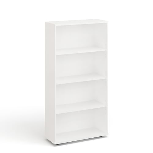 KOMTO Regal 60 cm breit Weiß - Bücherregal mit 4 Ebenen und Höhenverstellbare Regale, Standregal, Aufbewahrungsregal | Bookshelf Lumo 60 x 120 x 24 cm (BxHxT) von KOMTO