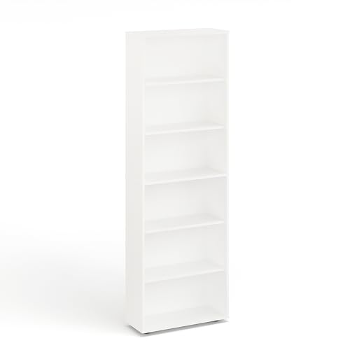 KOMTO Regal 60 cm breit Weiß - Bücherregal mit 6 Ebenen und Höhenverstellbare Regale, Standregal, Aufbewahrungsregal | Bookshelf Lumo 60 x 180 x 24 cm (BxHxT) von KOMTO