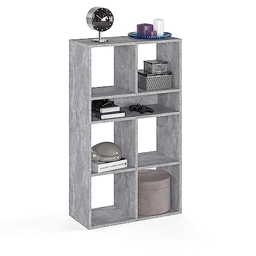 KOMTO Regal Beton - Bücherregal Standregal Würfelregal Büroregal 65,8 х 30,7 х 112,5 cm Bücherschrank RIM6 für Kinderzimmer Regal Wohnzimmer von KOMTO