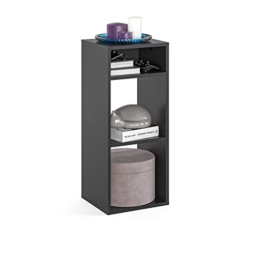 KOMTO Regal Schwarz - Bücherregal Klein Standregal Würfelregal Büroregal 33,8 х 30,7 х 80,4 cm Bücherschrank RIM2 für Kinderzimmer Regal Wohnzimmer von KOMTO