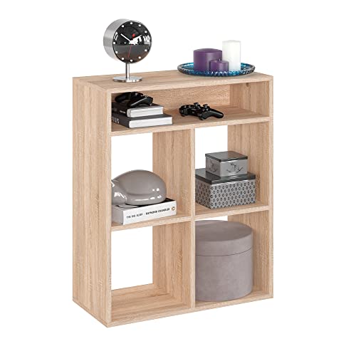 KOMTO Regal Sonoma Eiche - Bücherregal Standregal Würfelregal Büroregal 65,8 х 30,7 х 80,4 cm Bücherschrank RIM4 für Kinderzimmer Regal Wohnzimmer von KOMTO