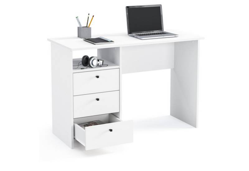 KOMTO Schreibtisch Oslo 110 H Griffe Computertisch Klein Arbeitstisch mit Schubladen, Büro PC-Tisch Kinderschreibtisch Schreibtisch 110 x 50 x 74 cm von KOMTO