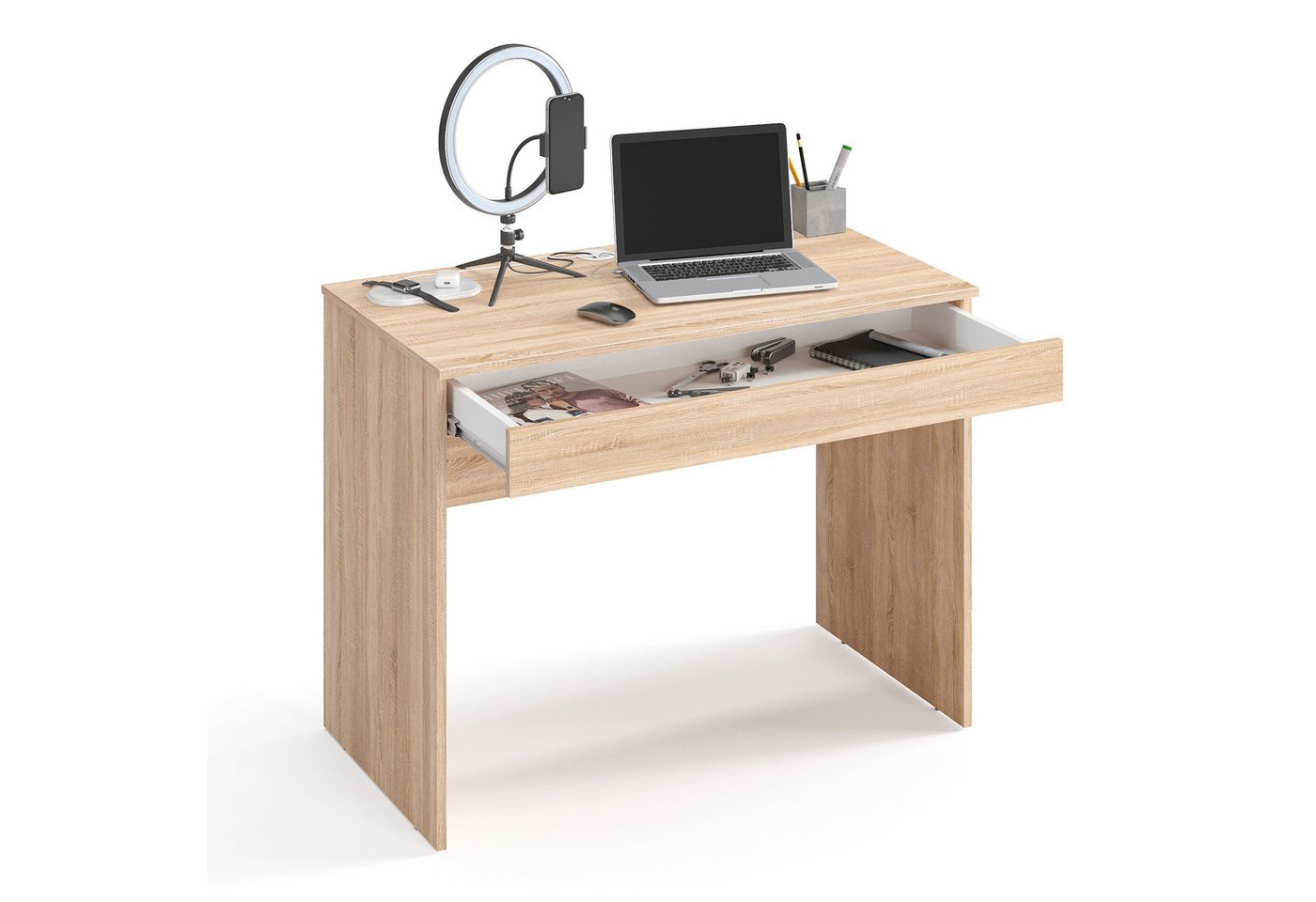 KOMTO Schreibtisch Milan mit 1 Schublade Bürotisch Computertisch Klein Arbeitstisch, Büro PC-Tisch Kinderschreibtisch mit Stauraum 100 x 53 x 76 cm KOMTO Schreibtisch Milan mit 1 Schublade Bürotisch Computertisch Klein Arbeitstisch, Büro PC-Tisch Kinderschreibtisch mit Stauraum 100 x 53 x 76 cm von KOMTO