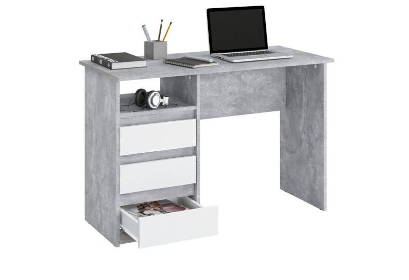 KOMTO Schreibtisch Oslo 110 Schreibtisch mit Schubladen Bürotisch Computertisch, Büro PC-Tisch Kinderschreibtisch mit Stauraum 110 x 50 x 74 cm von KOMTO