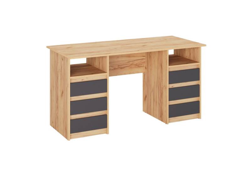 KOMTO Schreibtisch Oslo 140 Schreibtisch mit Schubladen Moderner Bürotisch, Computertisch Arbeitstisch PC-Tisch Kinderschreibtisch 140x60x74 cm von KOMTO