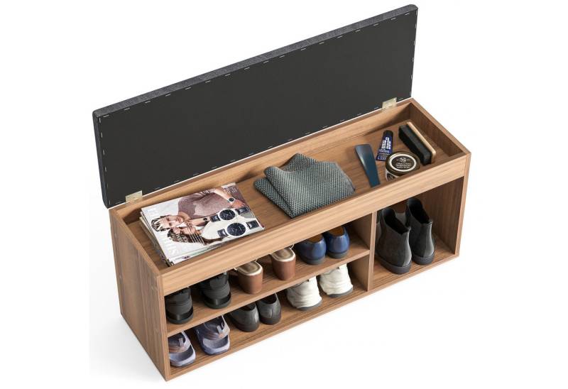 KOMTO Schuhbank Mit Sitzfläche Schuhregal Bank mit Stauraum Schuhschrank mit Sitzbank, für 6 bis 8 Paar, Spanplatte, Sofia 100 x 48 x 32 cm von KOMTO