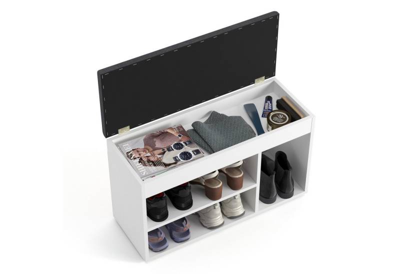 KOMTO Schuhbank Schuhregal Bank mit Stauraum Sitzfläche Schuhschrank mit Sitzbank Flur, Sofia 80 x 48 x 32 cm von KOMTO