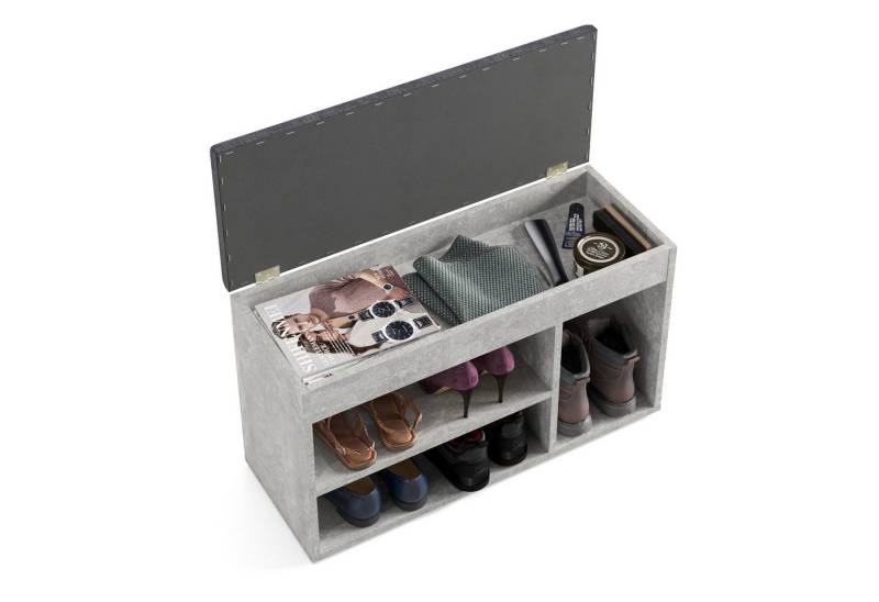 KOMTO Schuhbank Schuhregal Bank mit Stauraum Sitzfläche Schuhschrank mit Sitzbank Flur, Sofia 80 x 48 x 32 cm von KOMTO